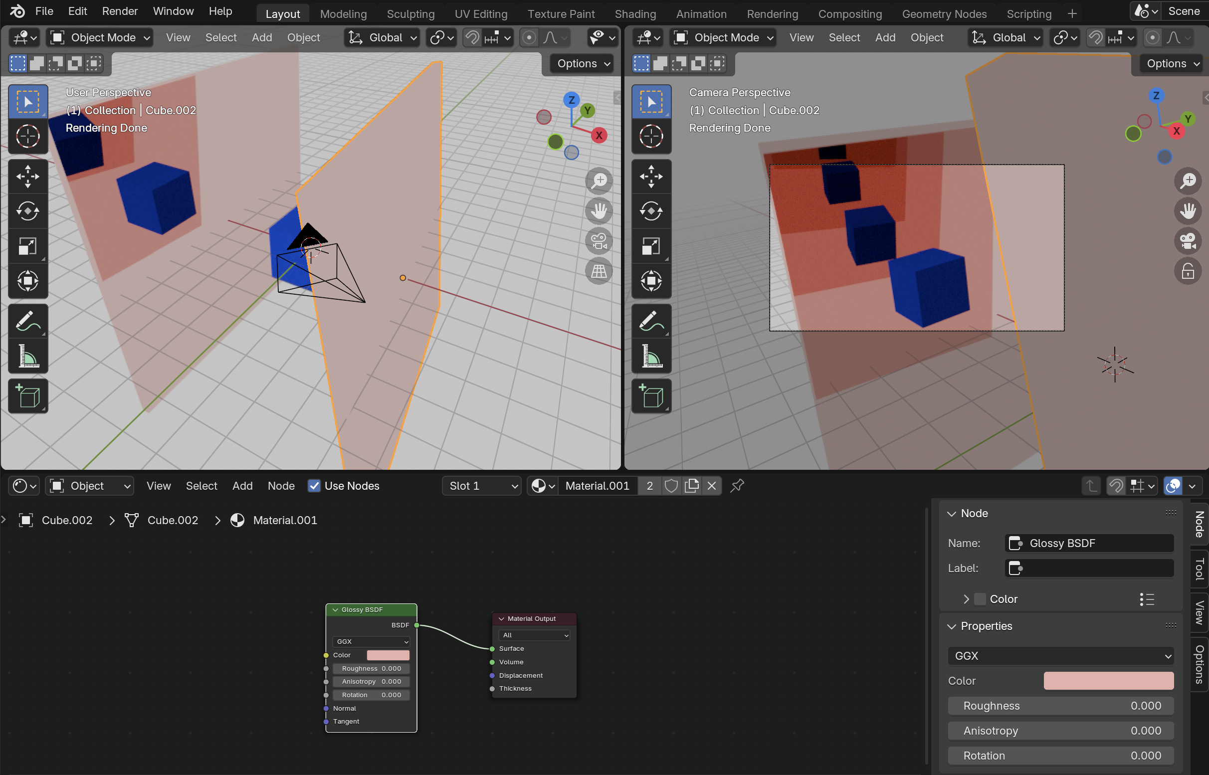 Mirror test scene in Blender